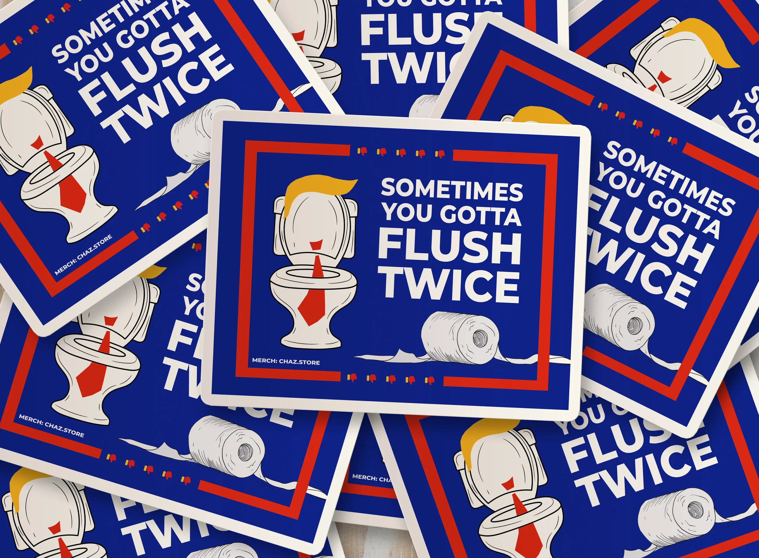 Featured image for “Flush Trump Twice | Original Hand-Drawn Protest Art Sticker”