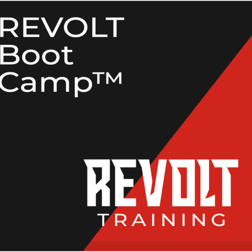 Revolt Boot Camp logo: Black and red design with Revolt Training text, emphasizes fitness and empowerment.
