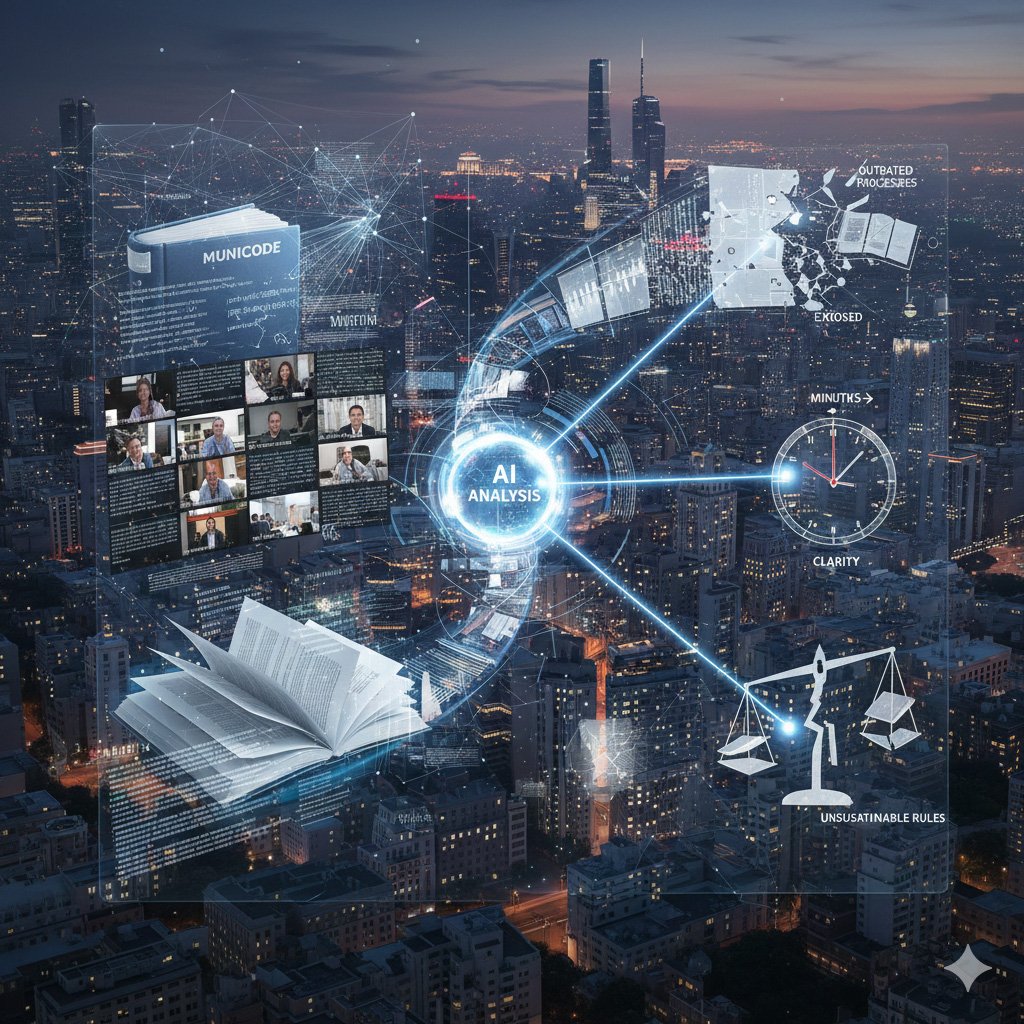 AI analysis visualized over a cityscape, highlighting data, digital processes, and connections for modern technology.